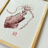 Gyotaku framed with a small squid