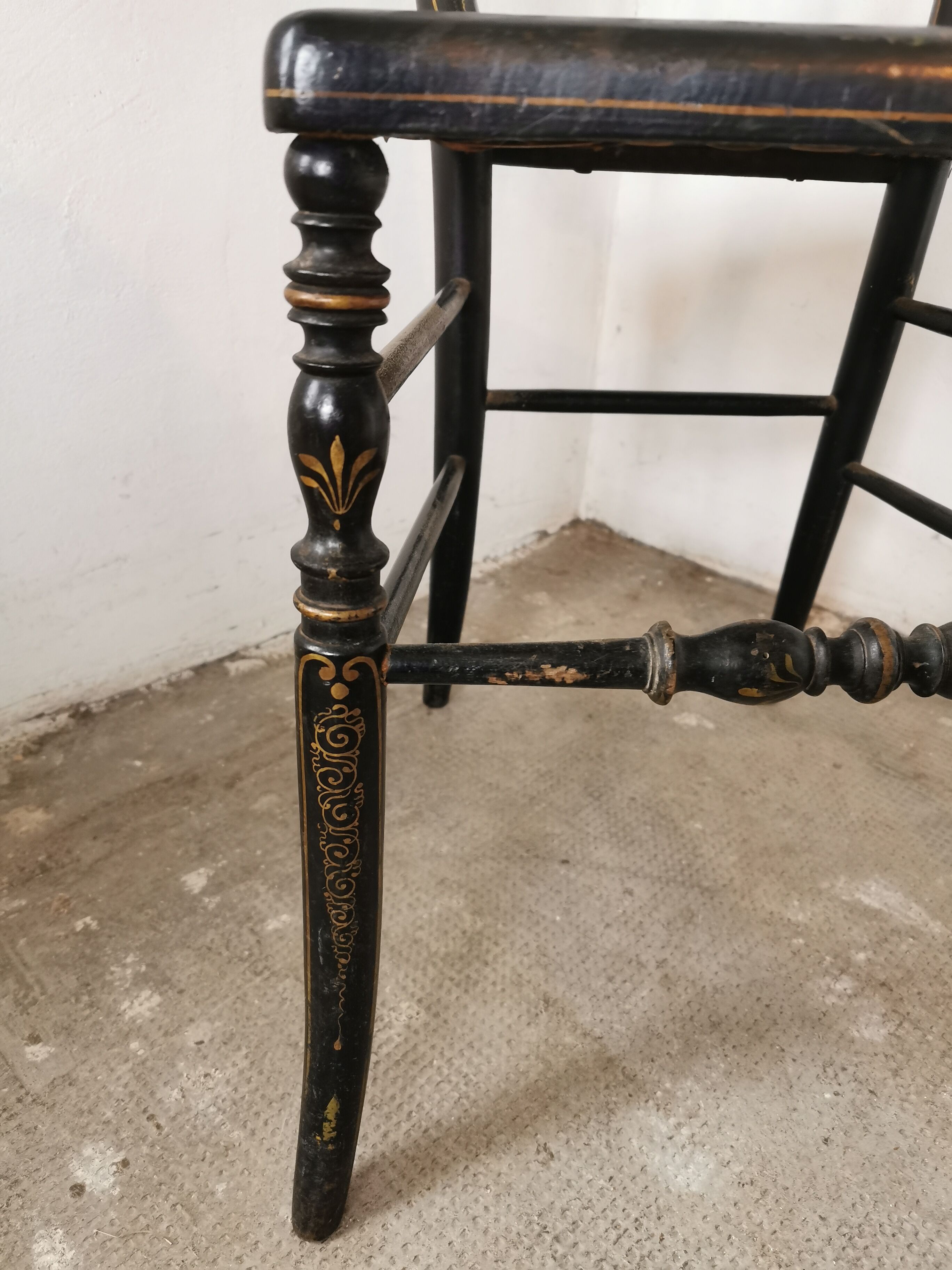 Black chair Napoleon III year, with gilding