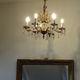 Golden bronze and crystal chandelier