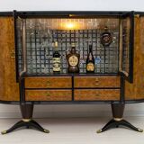 Paolo Buffa Mid-Century Modern Italian Mahogany and Walnut Bar Cabinet, 50