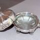 Antique Decorative Caviar Dish Caviar Serving, Silver Quadruple Plate Lid, Spoon