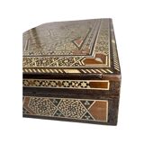 Large Persian marquetry box inlaid with its key