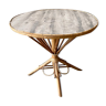 Travertine rattan table trompe l'oeil