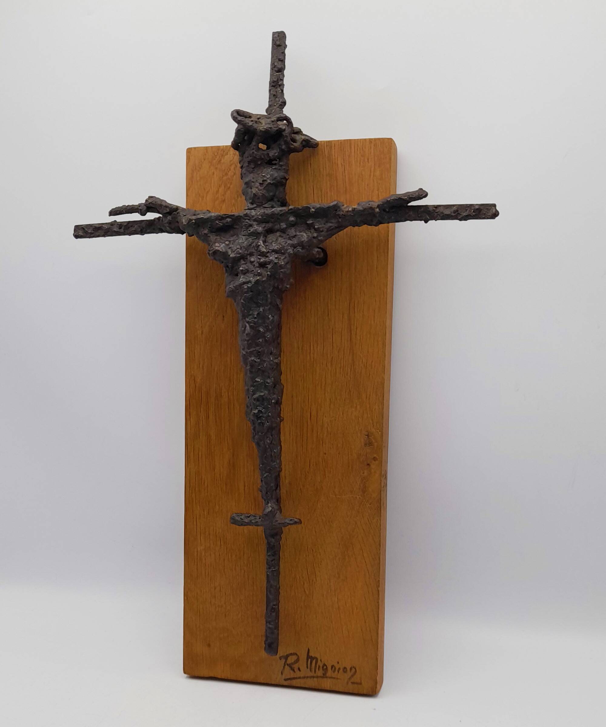 Brutalist sculpture, crucifix by René Mignion, France, 1967