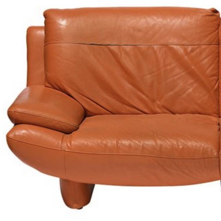 Canapé 2 places en cuir orange