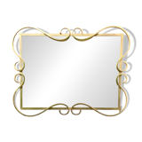Hollywood Regency Beveled Mirror in Gold Anodized Aluminum