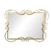 Miroir Hollywood Regency biseauté en aluminium anodisé doré
