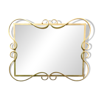 Miroir Hollywood Regency biseauté en aluminium anodisé doré
