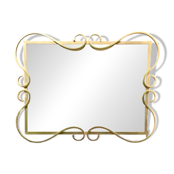 Hollywood Regency Beveled Mirror in Gold Anodized Aluminum