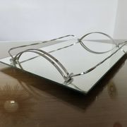 Antique French chrome-plated brass mirror tray, Art Deco style, 1920s-30s
