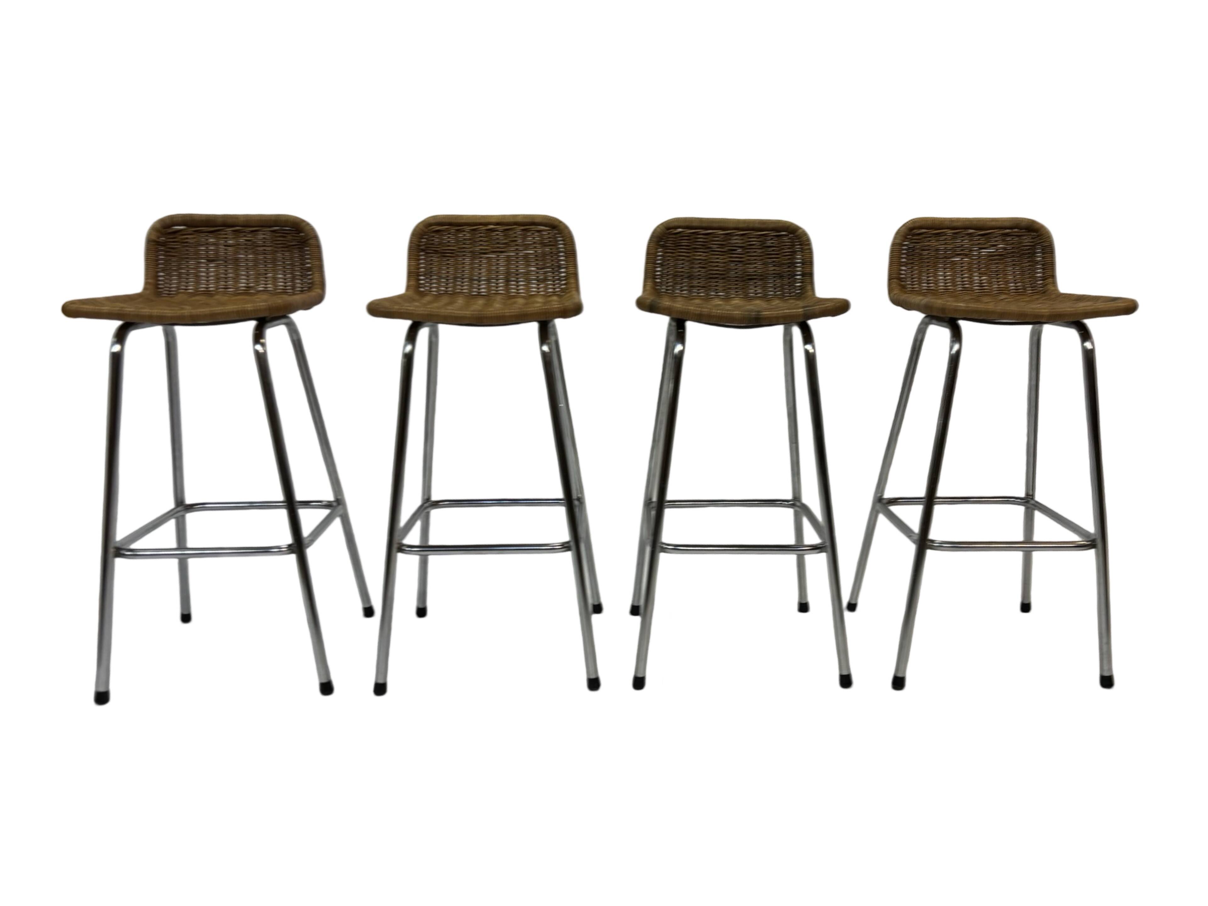 Set of 4 vintage bar stools Dirk van Sliedregt Rohe Noordwolde 1960's