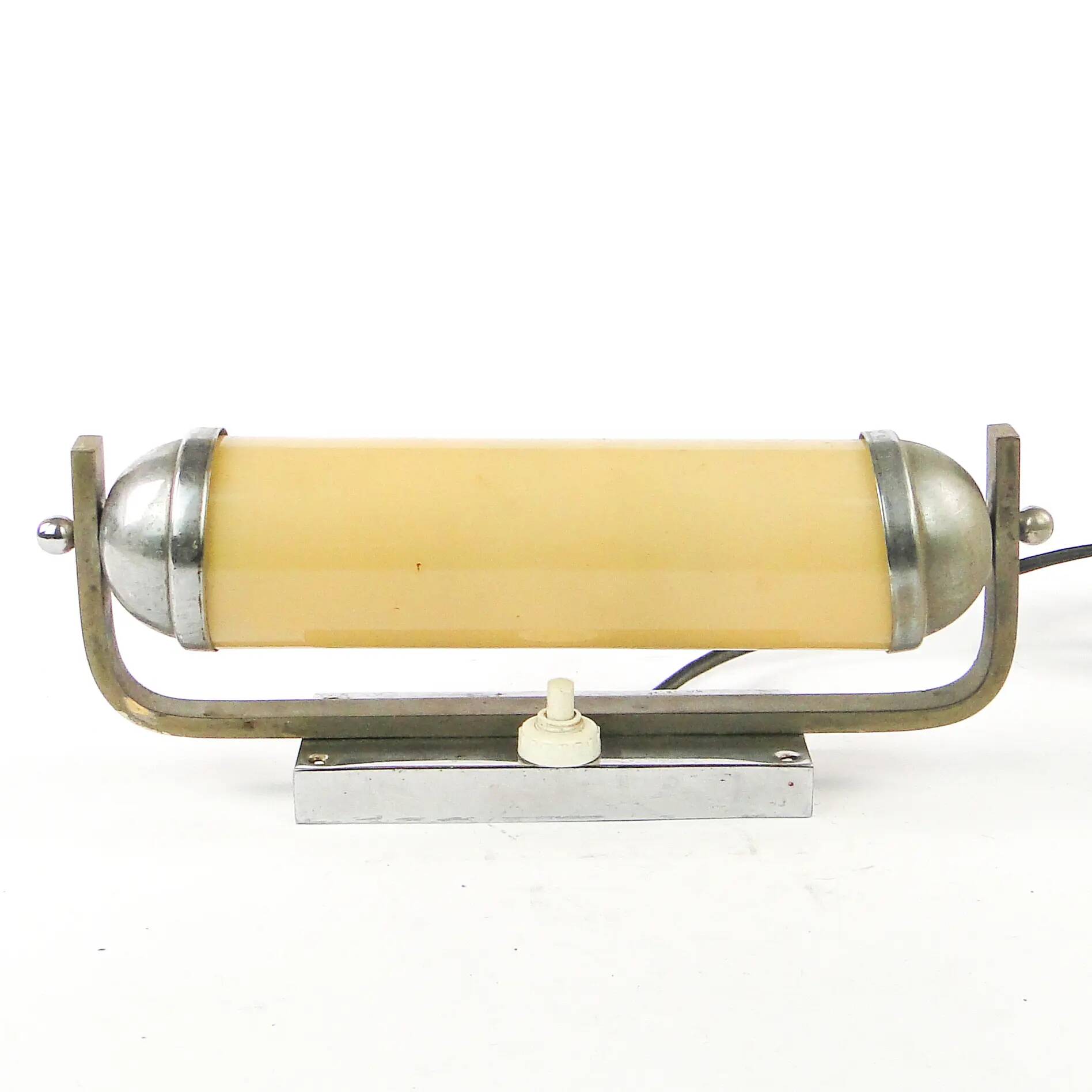 Art Deco wall lamp, functionalism, chrome-plated brass, Czechoslovakia, 1950s