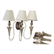 Pair of 3-arm wall lights in silver metal, 1940-1950