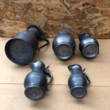 Series 5 old jugs measures vintage pewter pots