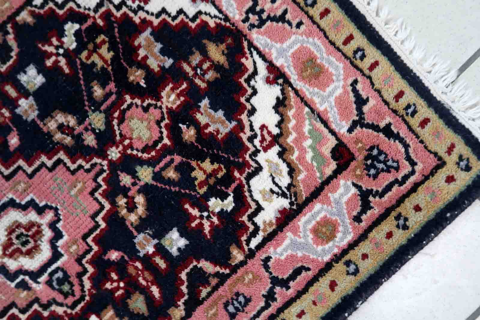 Vintage indian mahal handmade carpet 61cm x 88cm 1970s