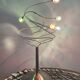 Design lamp of the 80s in brushed aluminum and glass paste