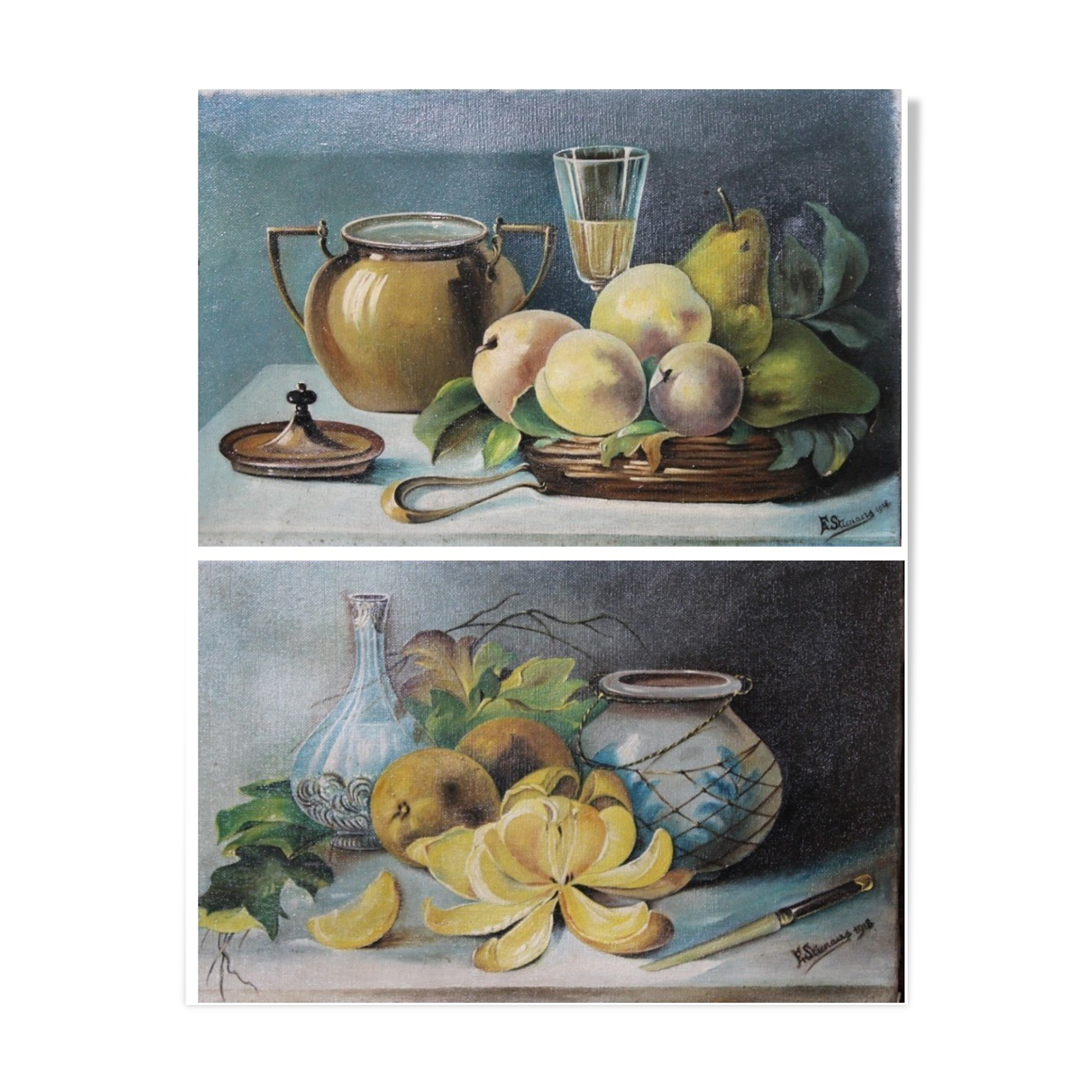 Paire de tableaux "Nature morte"
