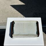 Trio of small rectangular serving dishes white and black Indonesian ceramic 21x16