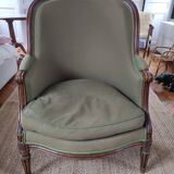 Fauteuil bergère louis XVI vert