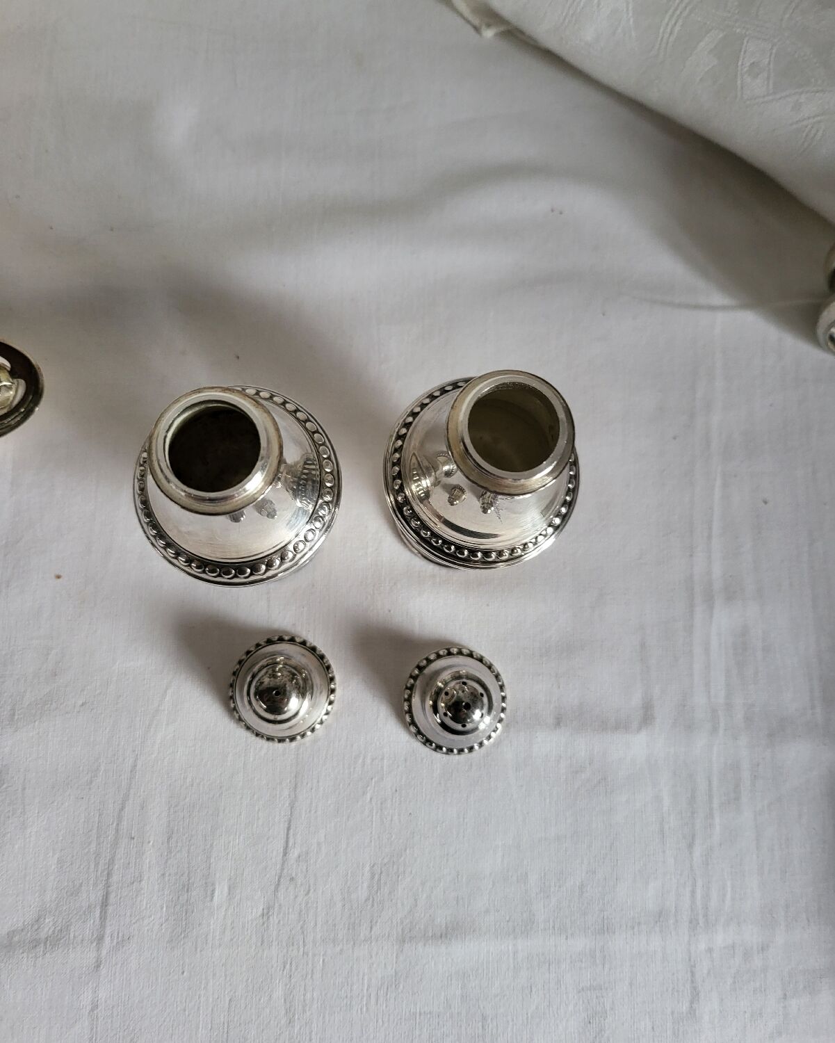 Salt and Pepper Shaker Set in Silver-Plated Metal