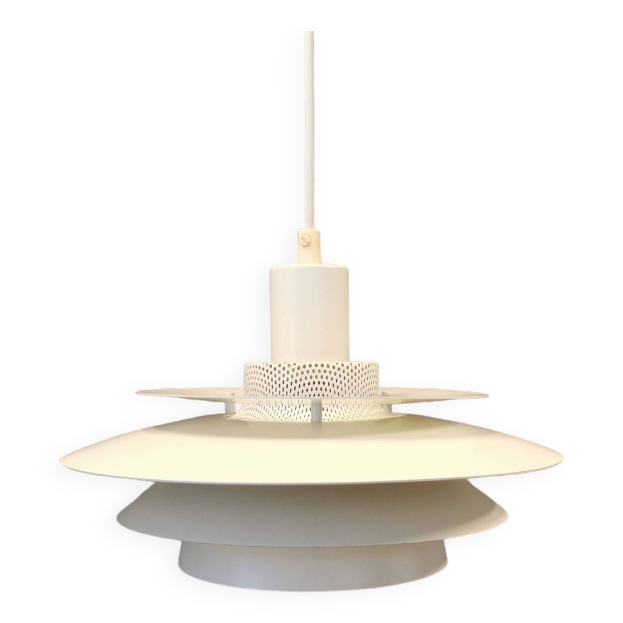 Jeka hanging lamp model 8031-P, in original white lacquer.