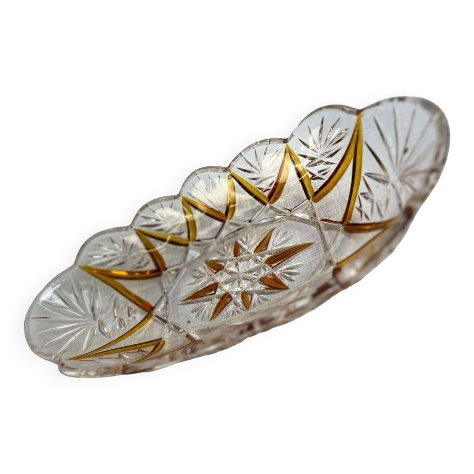 Vintage amber color / glass crystal bowl / dish