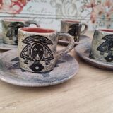 Set of 4 vintage 70s stoneware espresso cups