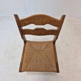 Ensemble de 6 chaises rasoir en chêne brutaliste, France, années 1960