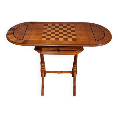 Table de jeu echiquier style Louis Philippe  marqueterie