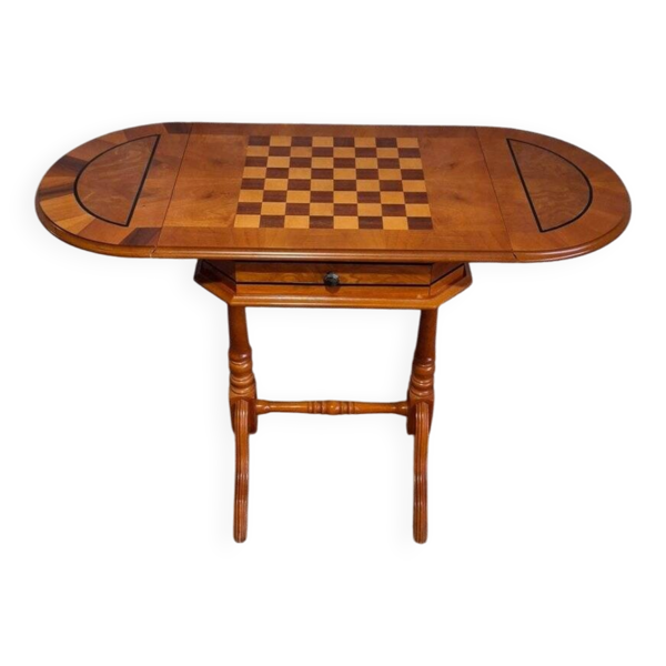 Table de jeu echiquier style Louis Philippe  marqueterie