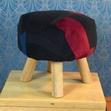 1990s pouf scandinavian patchwork stool