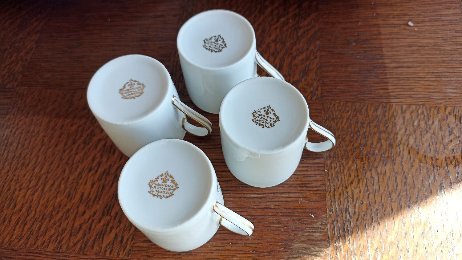 4 Limoges porcelain espresso cups by Fabrique Royale Limoges