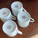 4 Limoges porcelain espresso cups by Fabrique Royale Limoges