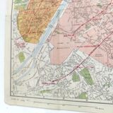 Vintage map Paris and its suburbs 1970
