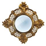 Convex "Witch mirror", gilt bronze frame, 1950s - France