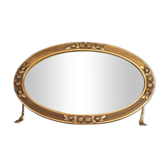 Old mirror frame Art Deco wood & gilded stucco 54x32,5 cm SB