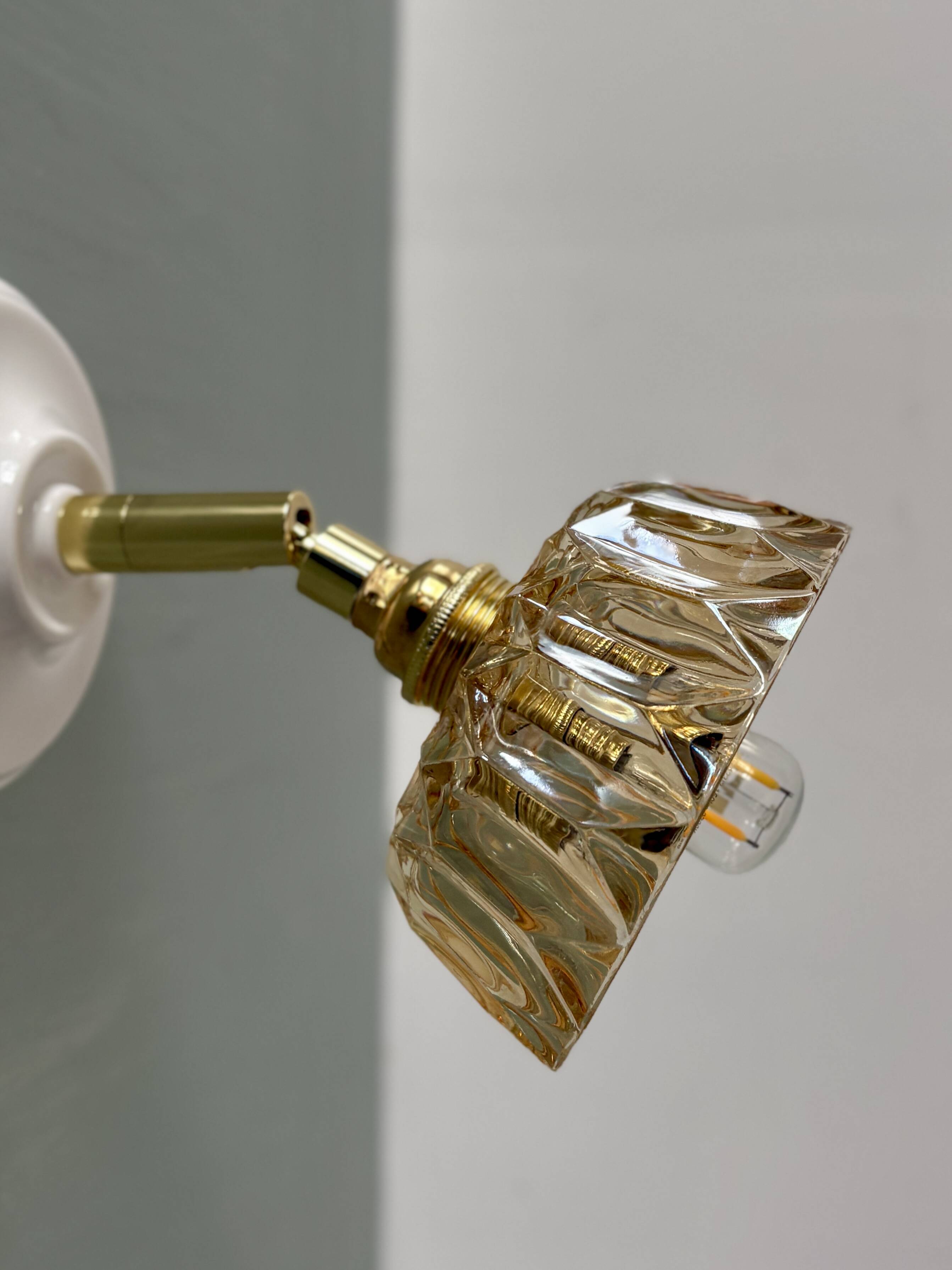 Vintage amber glass lampshade - tableware collection