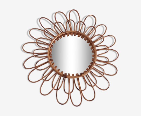 Miroir en bambou vintage 56cm