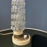 Set (2) of mid-century clear crystal glass bedside table lamps