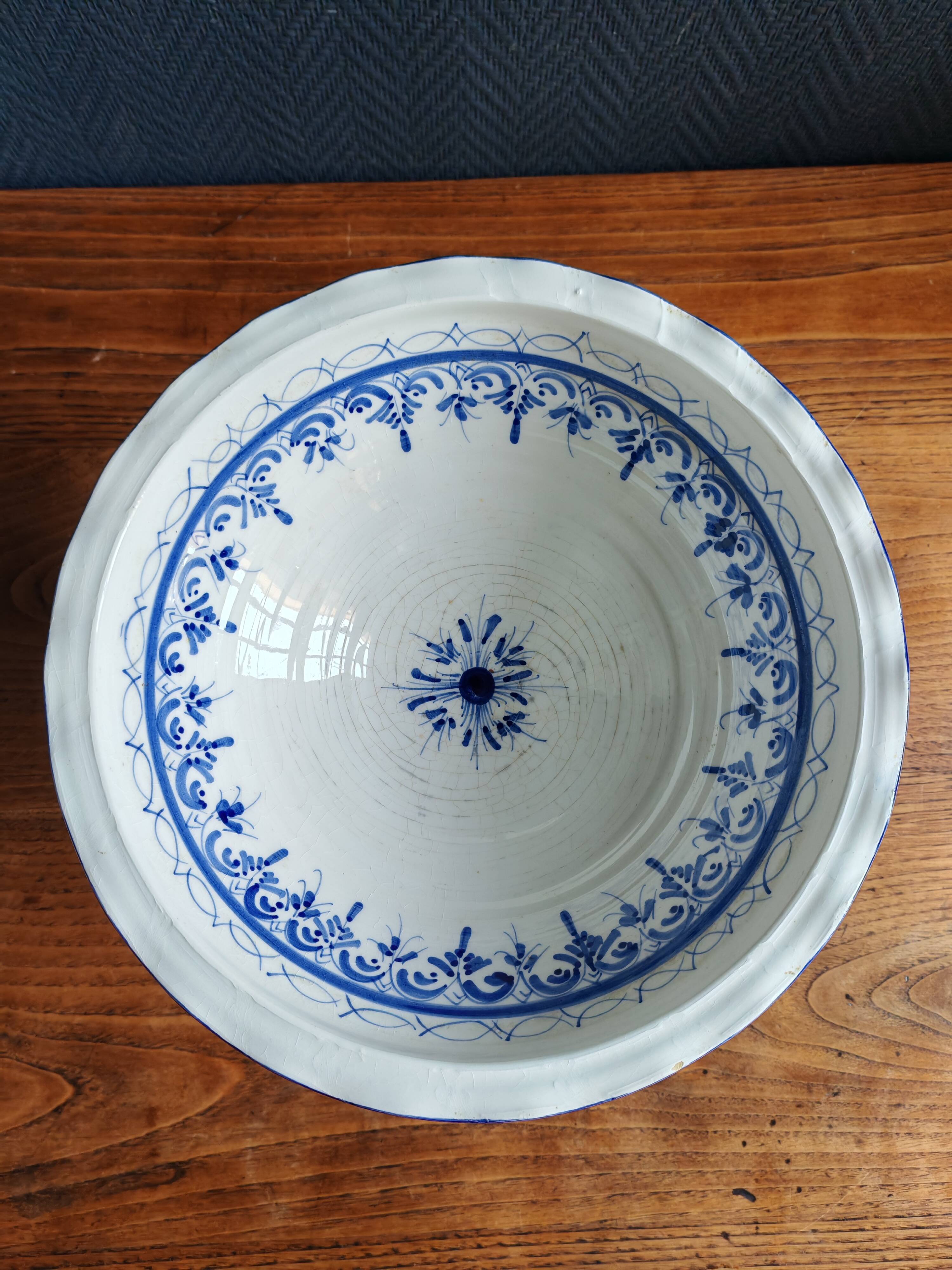 Blue and White Footed Faience Bowl
