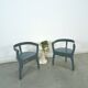 Old wooden blue set of chairs with flowers from Sweden