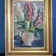 Original Mid-Century Oil on Canvas " Vase" by unidentified Artist- Vintage & Framed