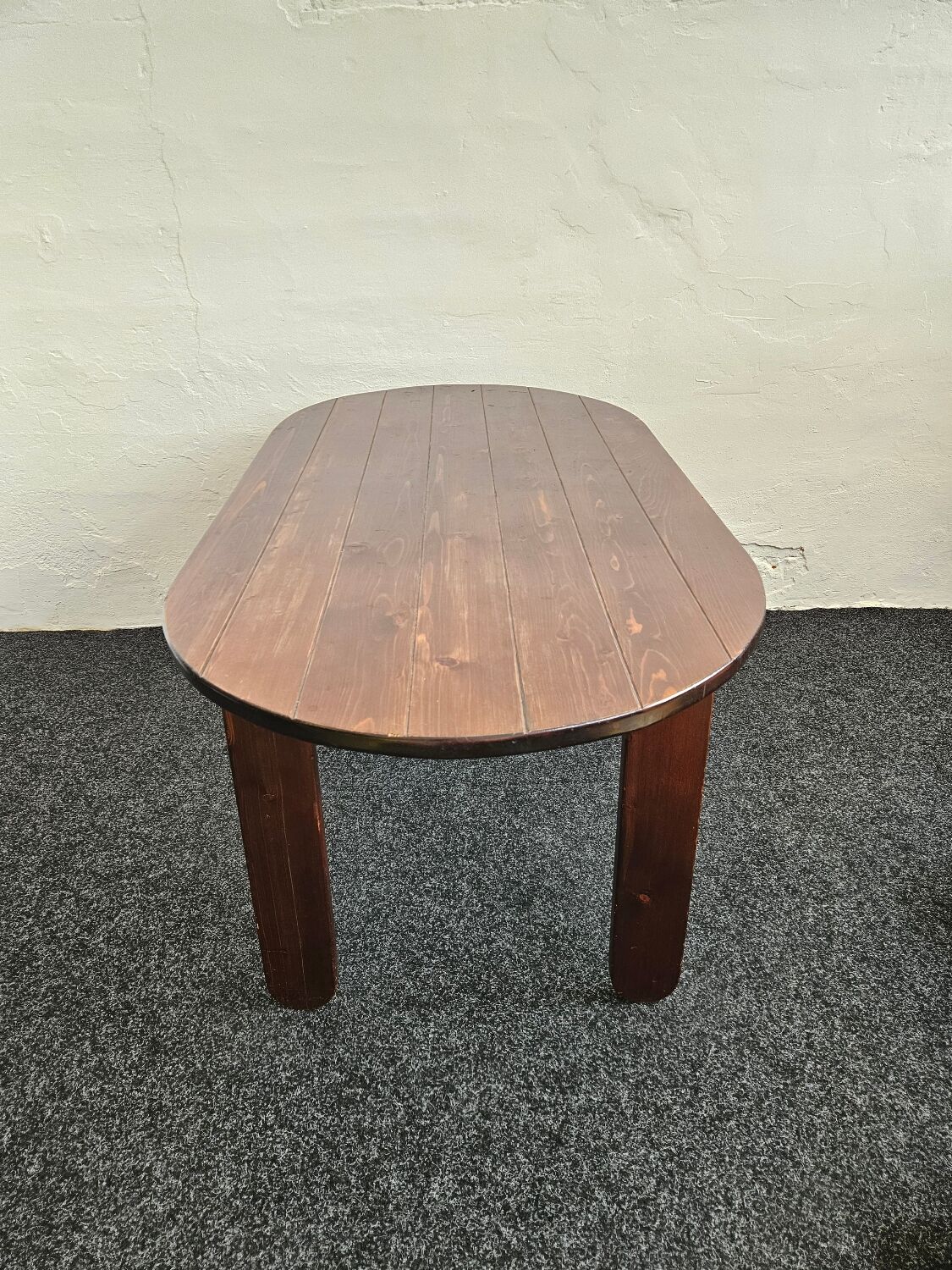 Stained Solid Larch Dining Table for Six by Mária Szedleczky, 1970s