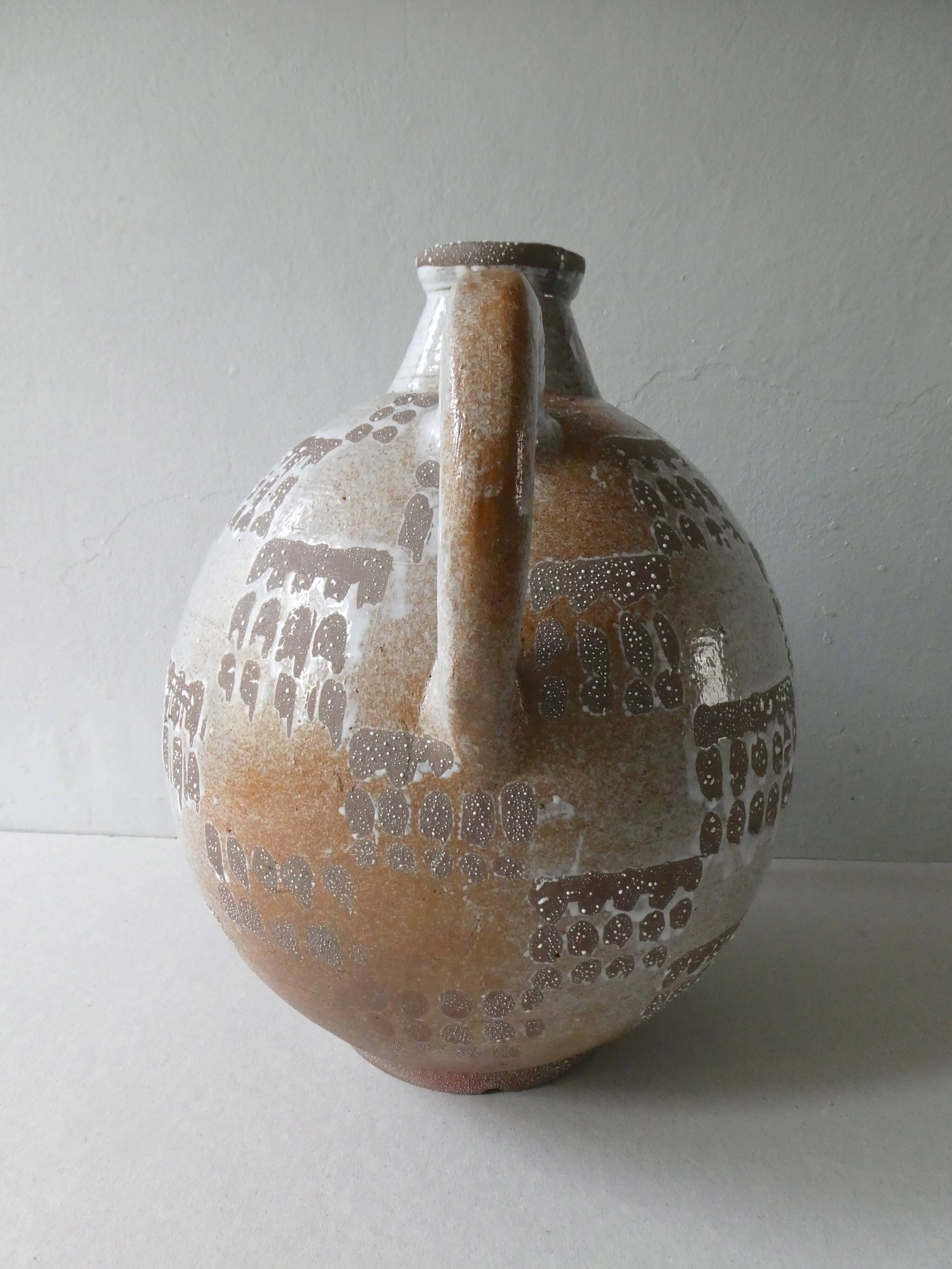 Enamelled sandstone vase by Joel Baudouin 1960s