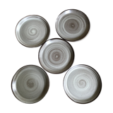 Series of 5 dessert plates in sandstone