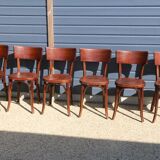6 chaises Baumann dos large N°30 hêtre foncé