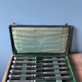 12 antique Ercuis table knives in silver metal