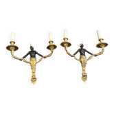 Pair of Empire wall sconces in bronze, 19th century