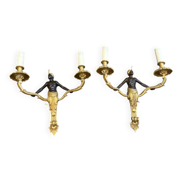 Pair of Empire wall sconces in bronze, 19th century