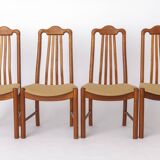 Set of 4 Danish Teak Dining Chairs 1960s, Mid Century Vintage Chairs, Beige